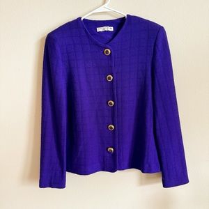 St John by Marie Grey Vtg knit Blazer Jacket Enamel Gold Buttons